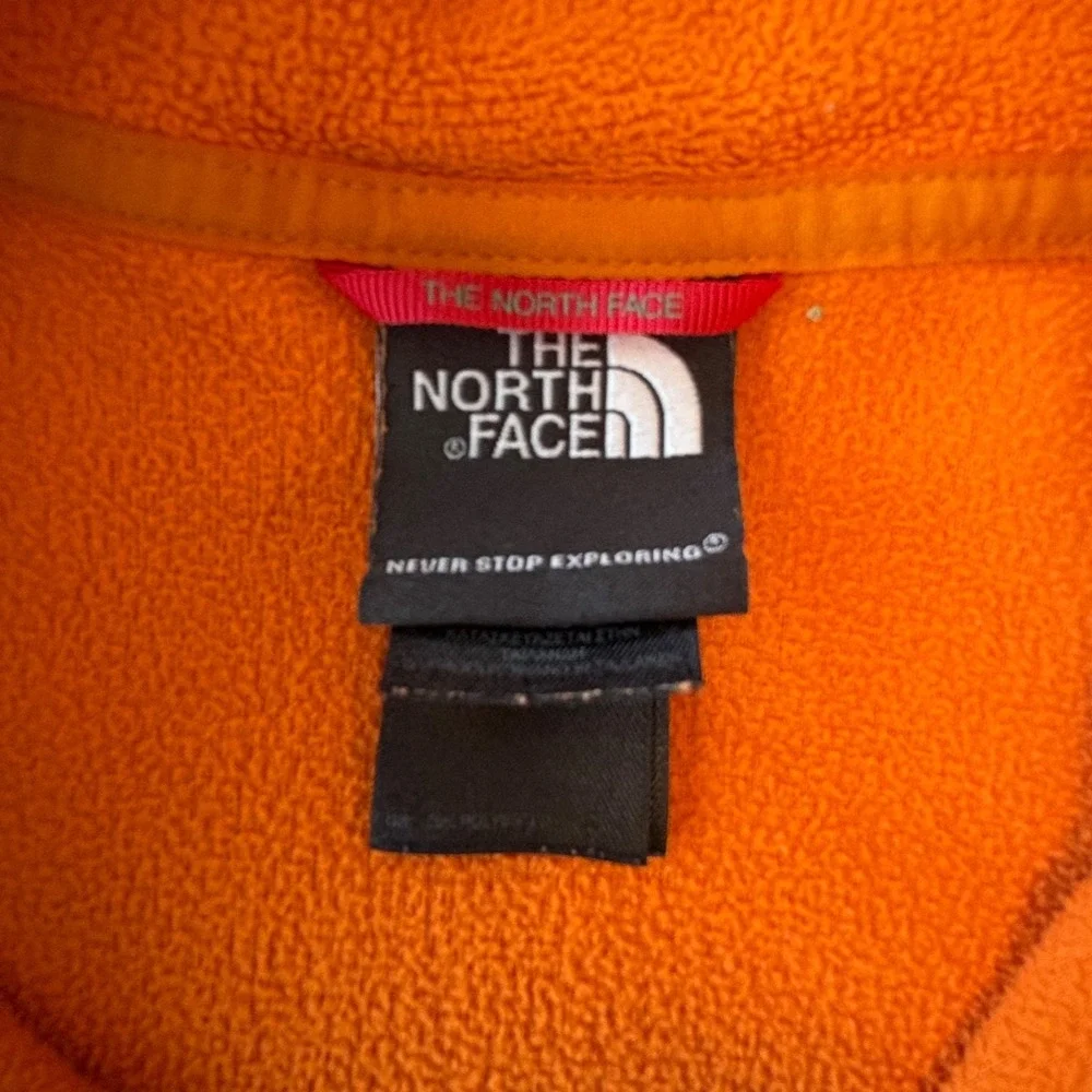 The North Face Mens Polartec 1/4‎ Zip Pullover Sz Medium Orange Fleece Outdoor